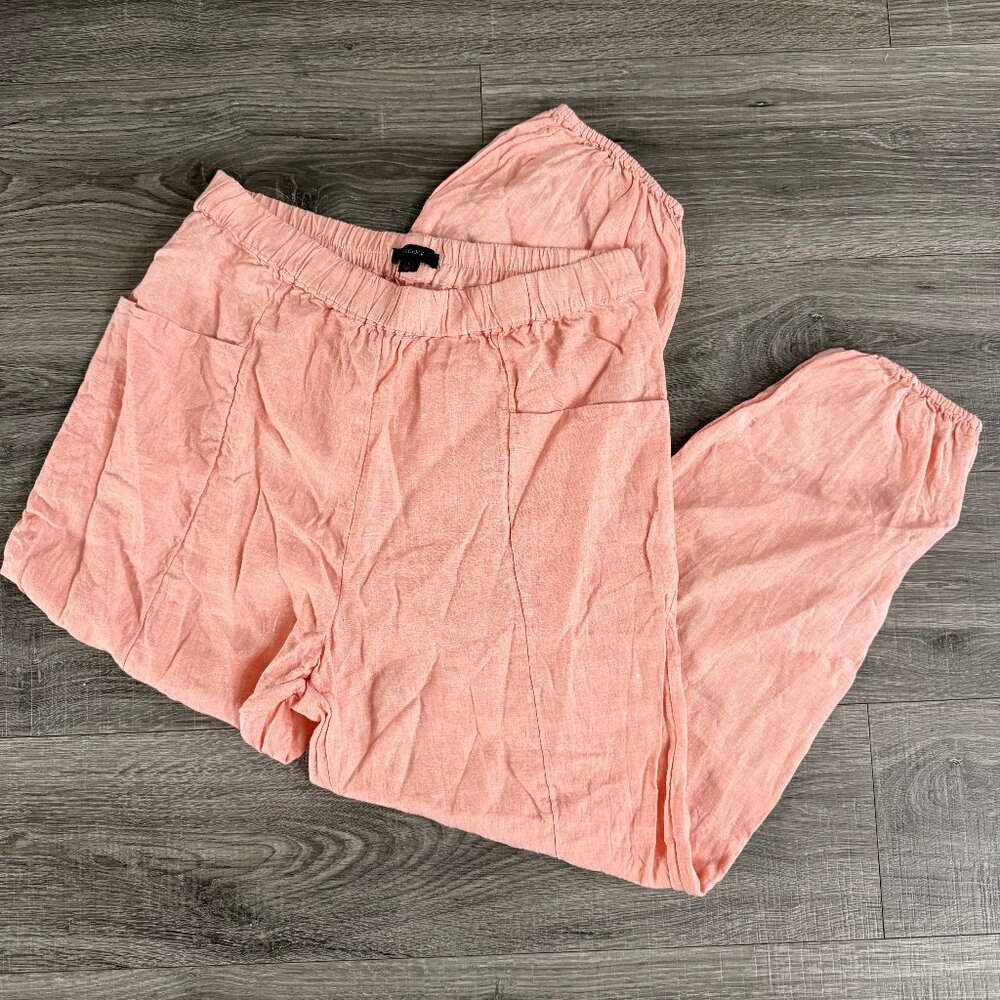 J Crew 100% Linen Pants Salmon Pink Size Large